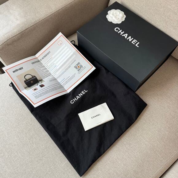 CHANEL Black Lambskin Mini Trendy CC Flap Top Handle Bag Matelasse Leather Gold - Picture 11 of 11